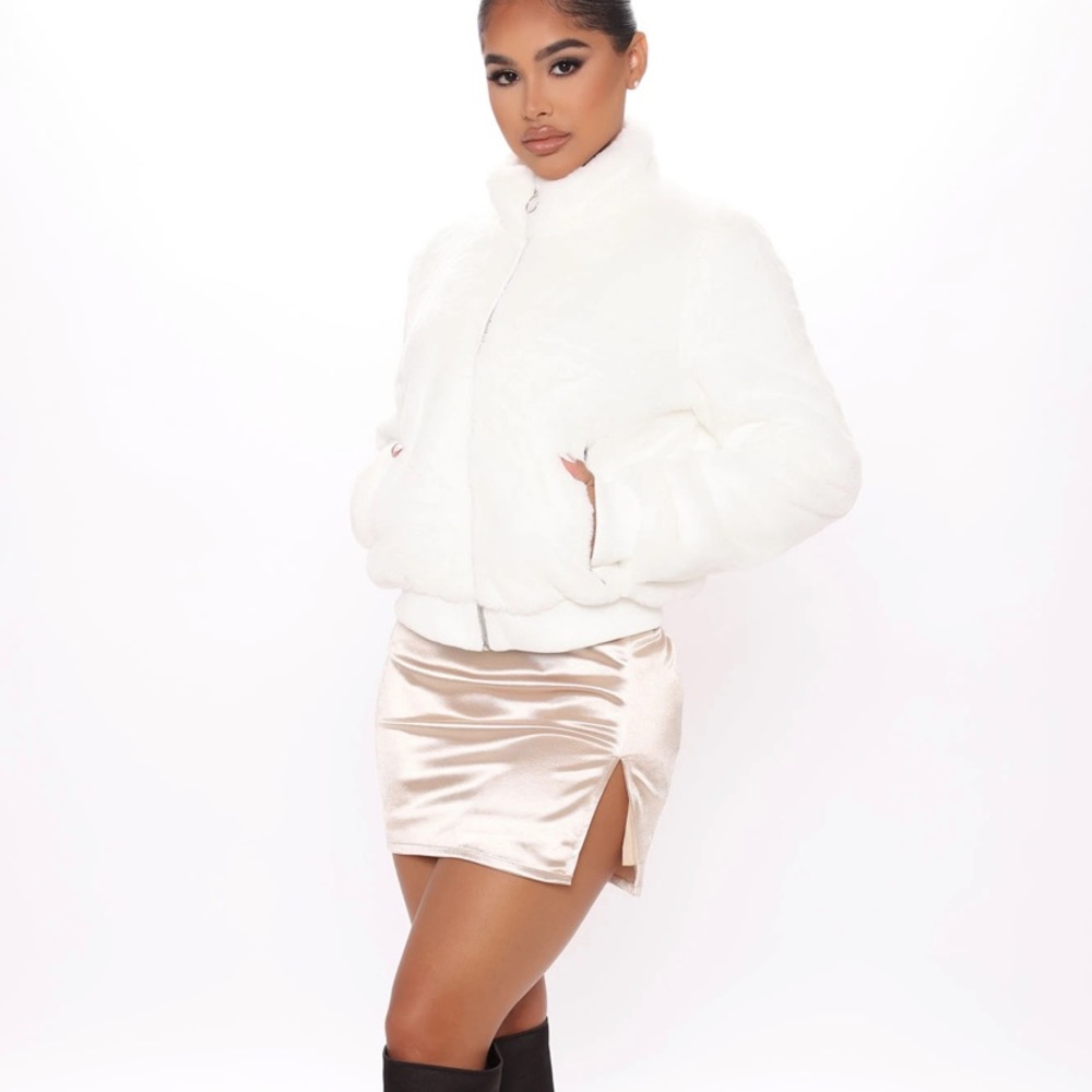 Andi faux fur bomber jacket ivory M